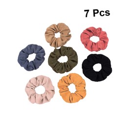 PACKOVE 7Pcs Flannel Hair Ties Stretch Hair Rings for Women Elastic Ponytail Holders Black Yellow Orange Light Coffee Blue Grey and Pink Stylish Hair Accessories