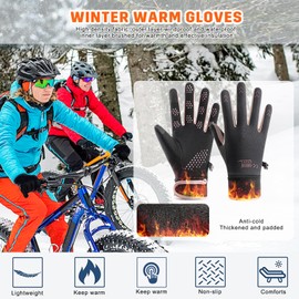 Balakaka Thermal Gloves for Men Women, Windproof Waterproof Winter Cycling Gloves with Anti Loss Buckle, Running Gloves Touch Screen Anti-Slip Gloves for Walking Cycling