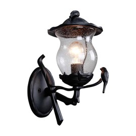 ONEBAO Outdoor Wall Light, Bird Wall Lamp, Waterproof Black Wall Light with Seed Glass Shade, Patio Porch Garage Decorative Lighting Fixture