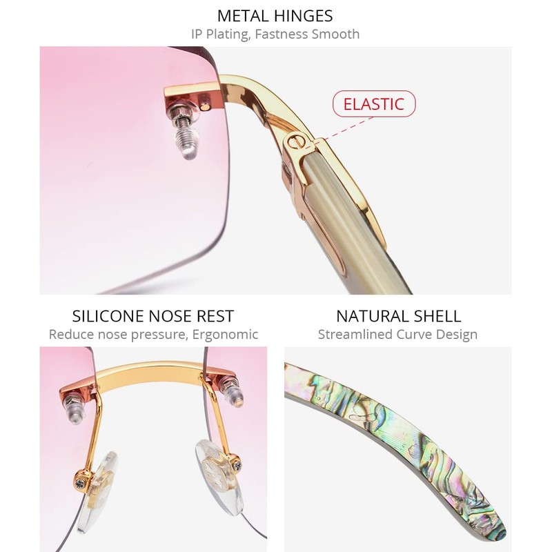 HEPIDEM 100% Really Buffalo Horn and Natural Mussel Shell Rimless