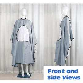 KASESSS 1 x Grey Hairdressing Cape, Barber Cape for Adults and Children, Elastic Cape Hairdresser, Hairdressing Cape with Transparent Window, Hair Cutting Cape for Household, Salon, Hair Cutting