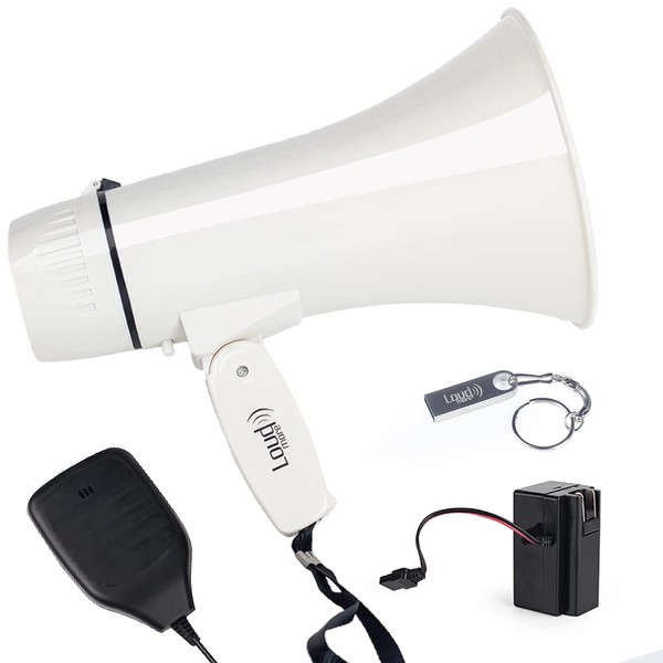Loudmore Portable Megaphone Bullhorn 35 Watt Power Megaphone Speaker with