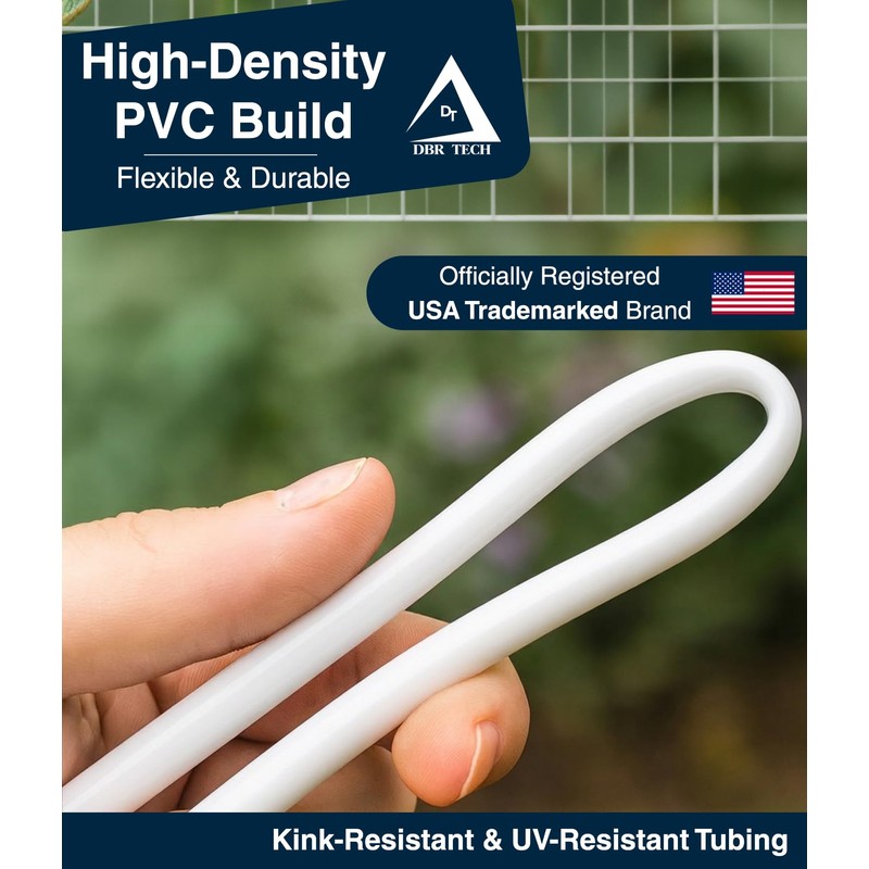 DBR Tech® 1/4 Drip Irrigation Tubing, 200 Feet, Flexible PVC