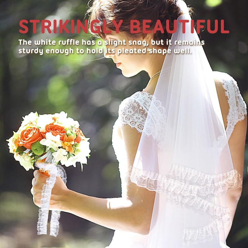 10 Yards Double Layer White Lace Ribbon, 1.97 in Width