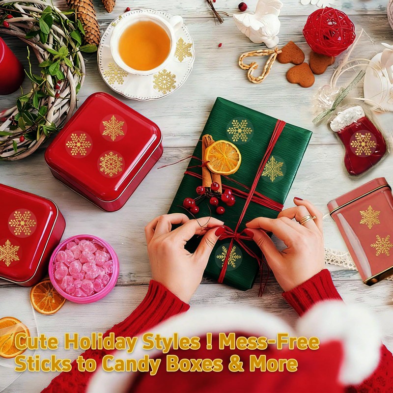 1000 Christmas Stickers for Cards, 2 Snowflake Stickers Roll
