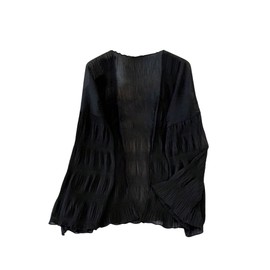 SHENHE Women's Lightweight Kimono Cardigan Bell Sleeve Open Front Loose Textured Cardigan Black Large