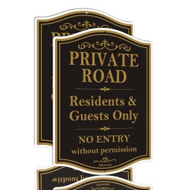 Private Road Residents Guests Only No Entry Without Permission Signs 10"x 14" Private Driveway Sign Guests Only Sign Metal Private Resident Sign Do Not Enter Sign, Rust Free Aluminum, 2 Pack