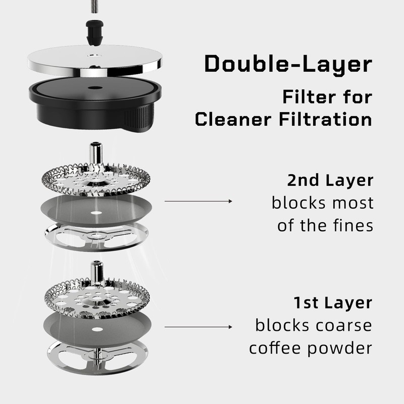 French Press Coffee Maker Stainless Steel Cold Brew Heat Resistant