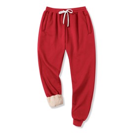 Big Boys Girls Winter Fleece Sweatpants Sherpa Lined Warm Fashion Joggers Pants Red 13-14 Years