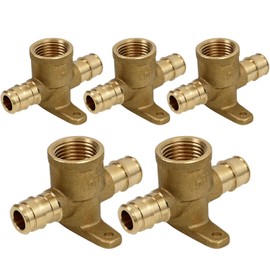 3/4 Inch x 3/4 Inch Pex-A x 3/4" Female NPT Drop Ear Tee, Brass Expansion Tee Fitting, F1960 Brass Lead-Free Tee with Drop-Ear No Lead Brass, For Use in Pex-A-Tubing Connection (Pack of 5)