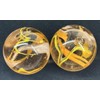 2 BOULDERS 35mm Firefly Marbles Glass Clear Orange/Yellow/White Huge
