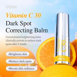 YADAH Vitamin C 30 Correcting Balm (0.35oz) – All-in-one Multi Care for Dark Spot Remover, 30% Pure Ascorbic Acid & Vitamin E for Radiant Nourished Skin, Starter & Finishing Balm and Skin Brightening