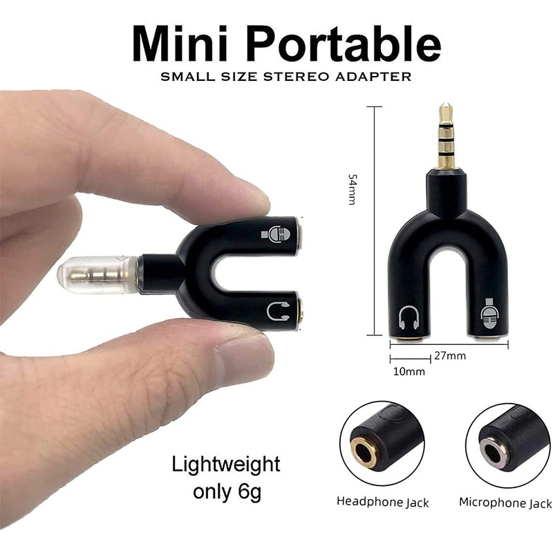 3.5mm Audio Jack to Headphone and Microphone U Splitter Converter