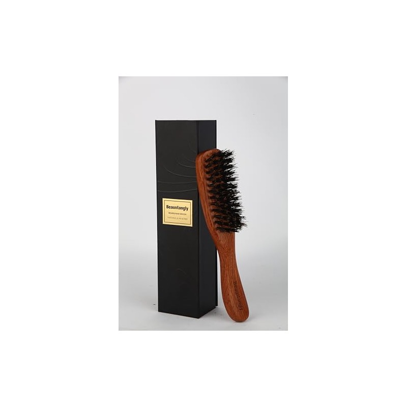 Beauntangly Boar Bristle Wooden Hair Brush for Men