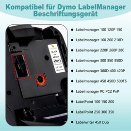 Yuanqimm Compatible with Dymo Label Tape D1 12 mm x 7 m Black on White for Dymo D1 Label Cassette 12 mm 45013 S0720530 for Dymo Label Manager 160 210D Labelwriter 450 Labelmanager 160 210D 500TS Pack