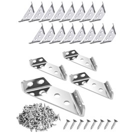 JUNYAOHSU 20pcs Universal Stainless Steel Furniture Corner Connector, Trapeziform Angle Brackets with 140pcs Screws, Angle Corner Brackets for Cabinet, Closet, Furniture (Sliver)