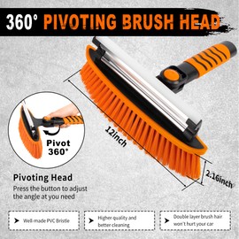 METOWARE METOWARE 42.2'' Snow Brush and Ice Scrapers for Car Windshield, Extendable Snow Brush for Car with Ergonomic Foam Grip and 360 Pivoting Brush Head for Car SUV Truck