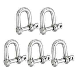 PATIKIL Screw Pin Shackle M10 3/8" 1146lbs, 5 Pack 304 Stainless Steel D Ring Shackle for Chains Wire Rope Outdoor, Silver