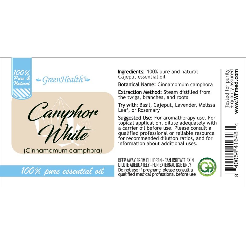 Camphor White – 4 fl oz (118 ml) Glass Bottle