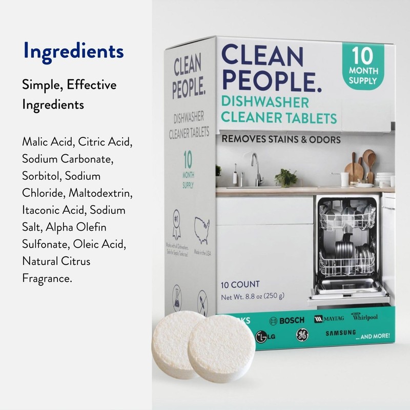 The Clean People Dishwasher Cleaner - Dishwasher Cleaner Tablets for