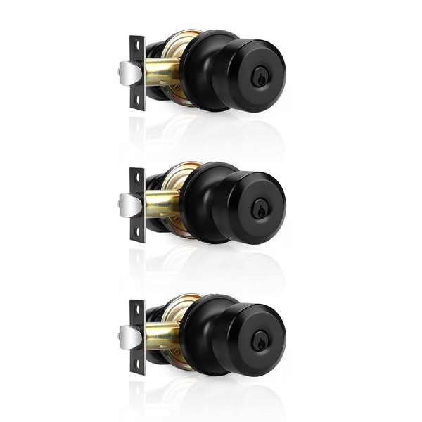 Probrico Black Door Knob Keyed Like Door Knob with Lock