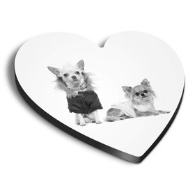 1 x Heart MDF Magnets - Chihuahua Dog Puppy Group 41949