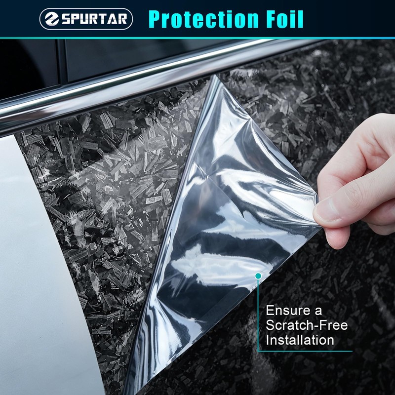 Gloss Forged Carbon Fiber Vinyl Wrap for Cars Black, 1ft