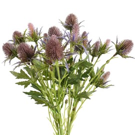 HUIANER Artificial Thistle Spray Eryngium Flowers 2pcs Artificial Eryngium Artificial Sea Holly Flowers for Valentine's Day Bridal Bouquet Wreath Table Centerpiece Decor (Purple)