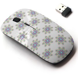 CJCBROES 2.4G Wireless Mouse with Cute Pattern Design for All Laptops and Desktops with Nano Receiver - Floral Doodle