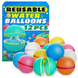 12 Pcs Reusable Water Balloons - Silicone Pool Balloons Water Balls for Pool Gifts Outdoor Water Balloons - Refillable Water Balloons Self Sealing Pool Balloons