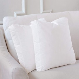 Plankroad Home Décor 22x22x2 Hypoallergenic Luxury 100% Small Feather Boxed Square Pillow Insert, 100% Cambric Cotton Shell, Never Vacuum-Packed, Odorless, Made in USA, Set of 2