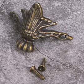 Cyrank Pack of 10 Antique Brass Box Legs, Antique Brass Box Legs, Retro Box Furniture Feet, Corner Protectors with Screws, Antique Box Legs, Zinc Alloy Furniture Legs for Desk, Jewellery Box