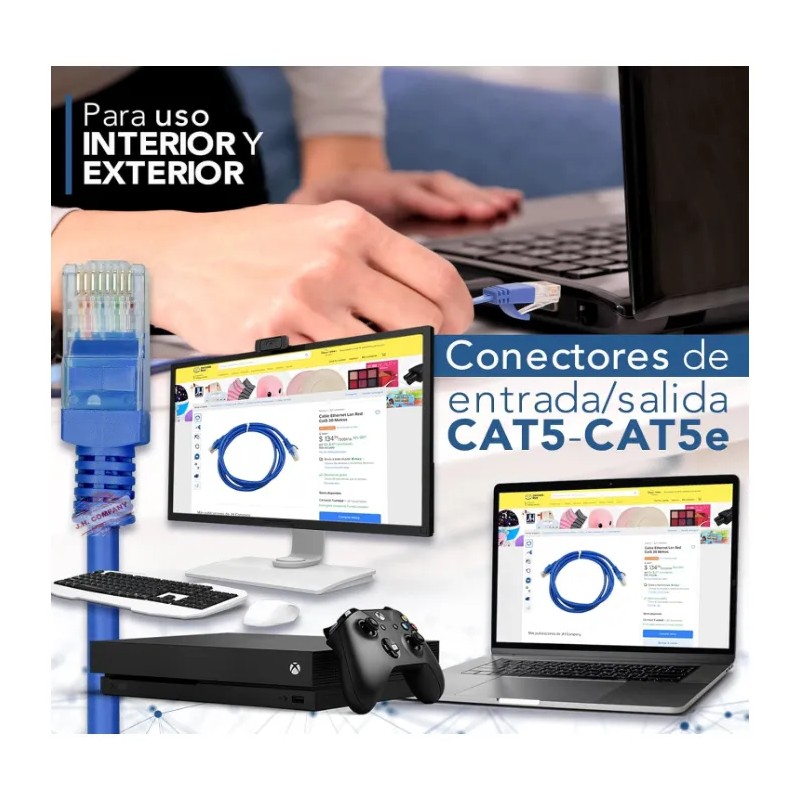 Cable Ethernet Cat5e 7.5m Azul Flexible - Tecnologiaparra