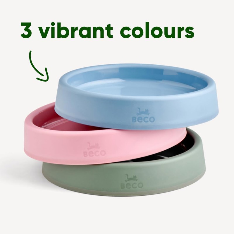 Beco Steady Cat Bowl, Feeding & Water, Olive Green