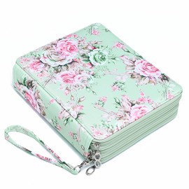 YOUNGCOL 200 Slots Colored Pencil Case Color Pencil Organizer Storage Large Capacity Pencils Holder (Green Rose, 120 Slots)