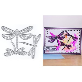 XMZZMX Three Dragonflies Metal Cutting Dies for Card Making, Paper Embossing Die Cuts Kit Templates Supplies, Photo Frame Album DIY Scrapbooking Stencils Sets