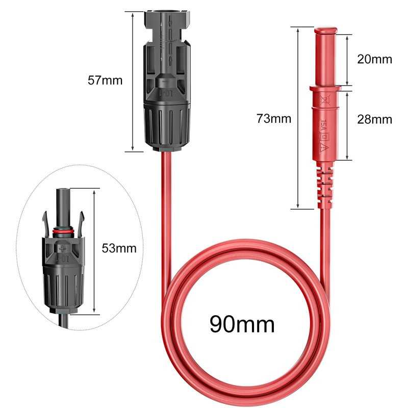 Goupchn Safety Banana Plugs to Solar Connectors Silicone Test Leads