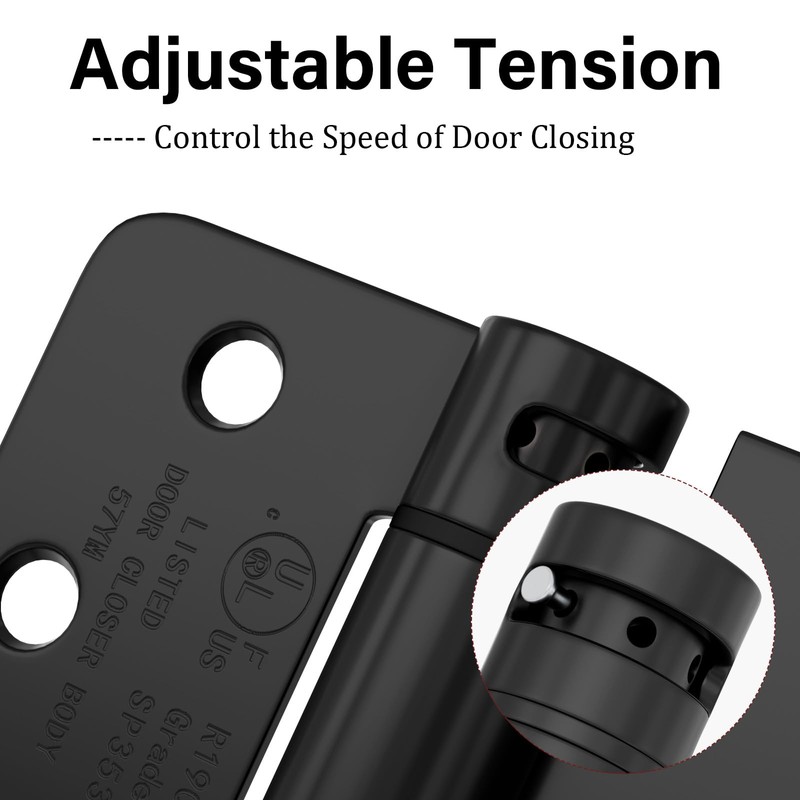 Haidms Self Closing Door Hinges 4 Inch Matte Black Spring
