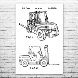 Forklift Poster Print, Forklift Driver Gift, Warehouse Worker, Supervisor Gift, Forklift Blueprint, Shipping Decor Black & White (8 inch x 10 inch)