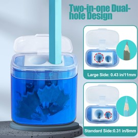O OLAX Pack of 12 Pencil Sharpeners with Container - Double Hole Pencil Sharpener in 4 Colours, 3 Pieces Each - Children's Pencil Sharpener with Lid Sharpener with Tin for Thick & Thin Pencils for