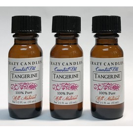 Tangerine Essential Oil 3 Bottles 1/2 Fl Oz Each (15ml) 100% Pure All Natural Aromatherapy Grade by Crazy Candles (Warm, Citrus, Sweet and Tangy Aroma)