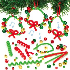 Baker Ross AX503 Christmas Wreath Jingle Bell Decoration Kits - Pack of 5, Kids Wreath Ring to Design and Decorate, Ideal Christmas Arts and Crafts Projects