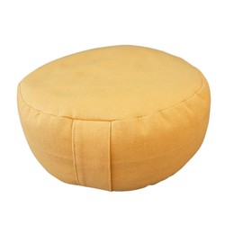 Organic Zafu Meditation Cushion - Buckwheat Yoga Pouf Bolster - 100% Cotton (Yellow)