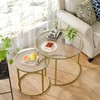 Azheruol Nesting Coffee Table Set of 2,Modern Gold Tempered Glass