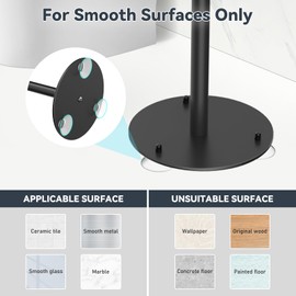 SetSail Suction Cup Toilet Paper Holder Stand Free Standing Toilet Paper Holder with Suction Cups, Stainless Steel Toilet Paper Storage for Bathroom, Weighted Base, Black