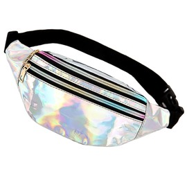 Pack of 1 Belt Bag Children's Girls Bum Bag Women's Glitter Modern Belt Bag Girls Fashion Waterproof Belt Bag Lady Teenagers Sports Travel Bag Festival for Travel Hiking Silver, silver