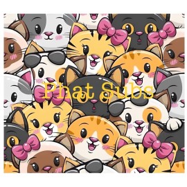 Unbranded 20oz Sublimation Tumbler Wrap Cartoon Cats Ready To Press Heat Transfer