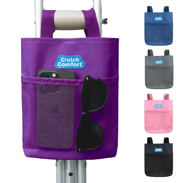 Large Universal 2-Pocket 8"x9" Crutch Bag/Tote/Pouch (Purple)