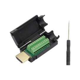 HDMI Solderless Signals Terminal,Gelrhonr Gold Plated HDMI Free Welding Connector Breakout Board with Breakout Plastic Cover,Screwdriver
