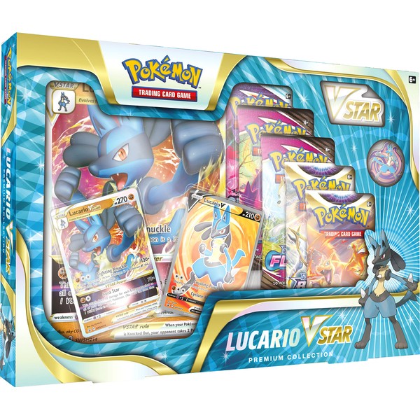 Pokémon TCG: Lucario VSTAR Premium Collection (2 Foil Promo Cards & 5 Booster Packs)